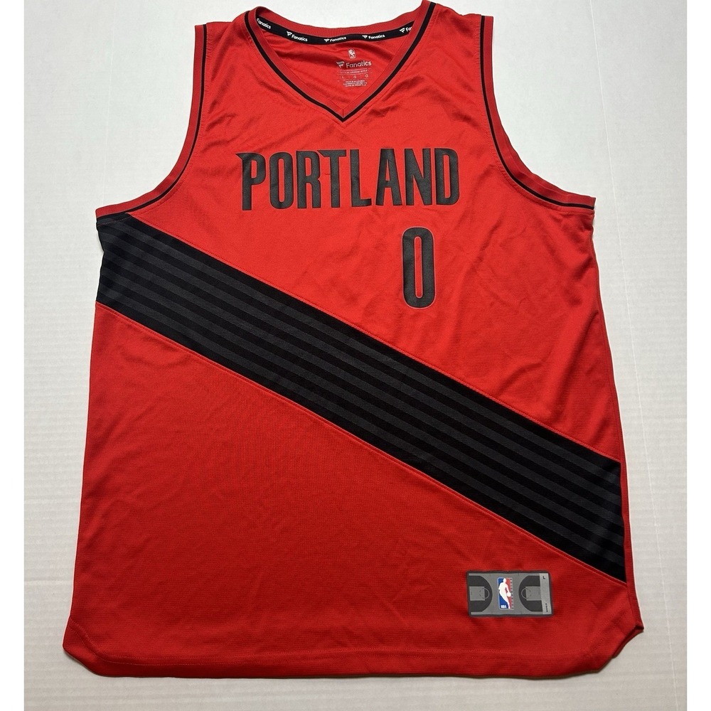 Portland Trail Blazers Jersey Mens Large Red NBA Damian Lillard Fanatics